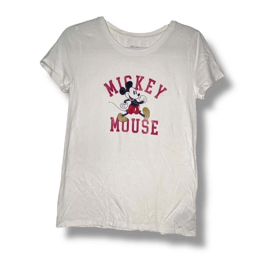 Gap Disney Mickey Mouse Graphic White Short Sleeve Tee Shirt Size Medium